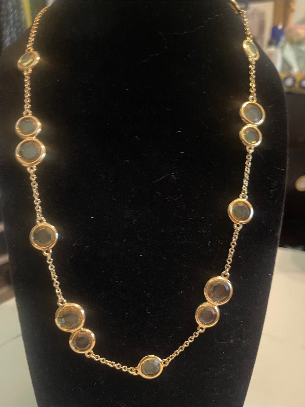 kate spade Gold-Tone Necklace with Smoky Gray Crystal Stations